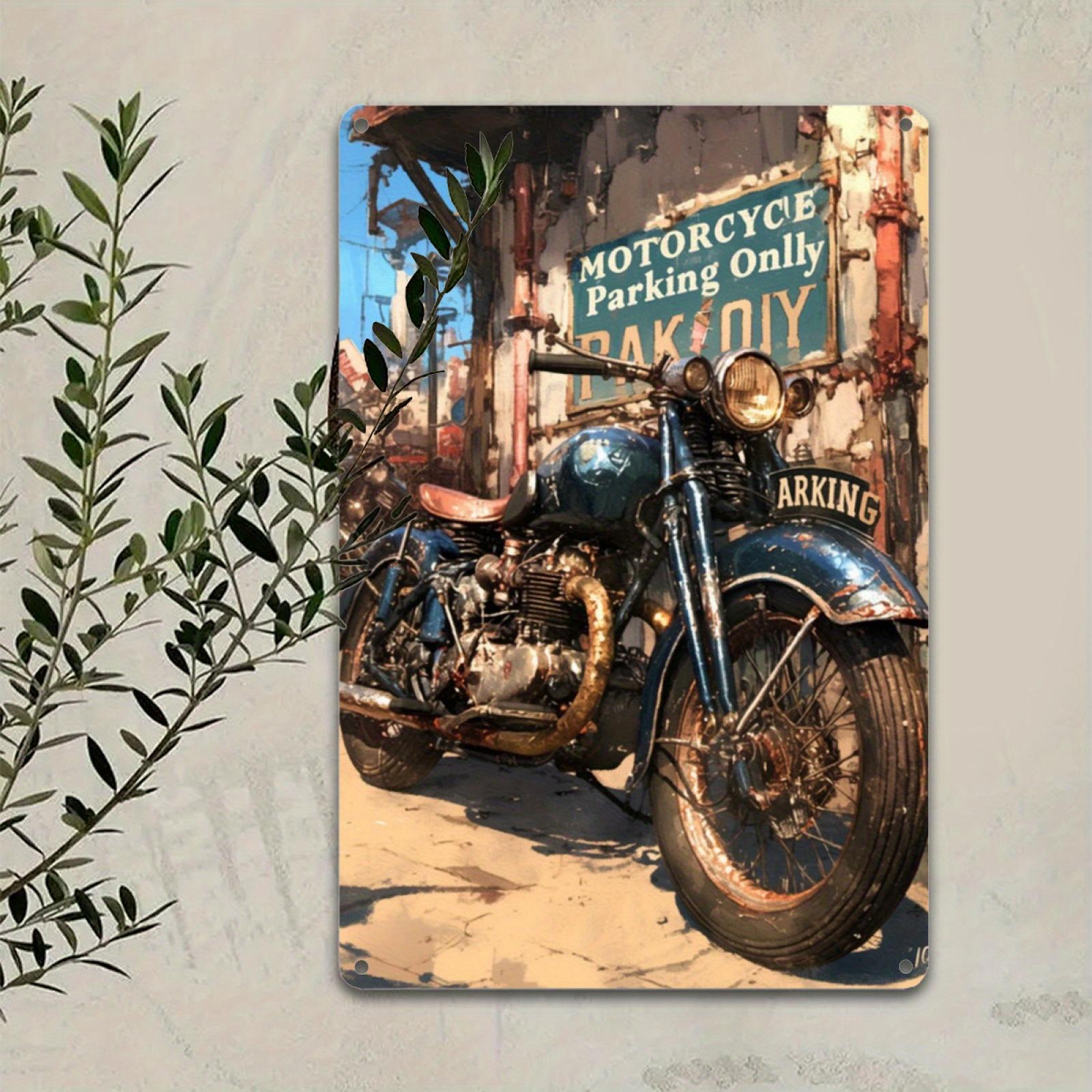 

Motorcycle Metal Sign Aluminum Wall Art with Motorcycle Parking Only Design for Home Bar Cafe Garden and Farmhouse De 20x30cm（7.8x11.8inch）