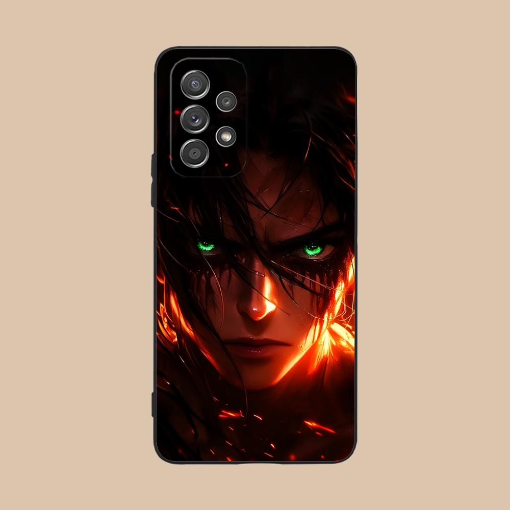 AOT Eren Yeager Matte TPU Mobile Phone Case for Samsung Galaxy M55 54 42 35 34 33 32 23 22 15 14 13 12 F55 5G Colorful Cover