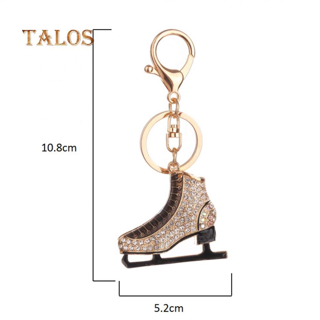 Creative Ice Skating Shoes Keychain Women Backpack Crystal Stone Ornament Key Ring Trinket