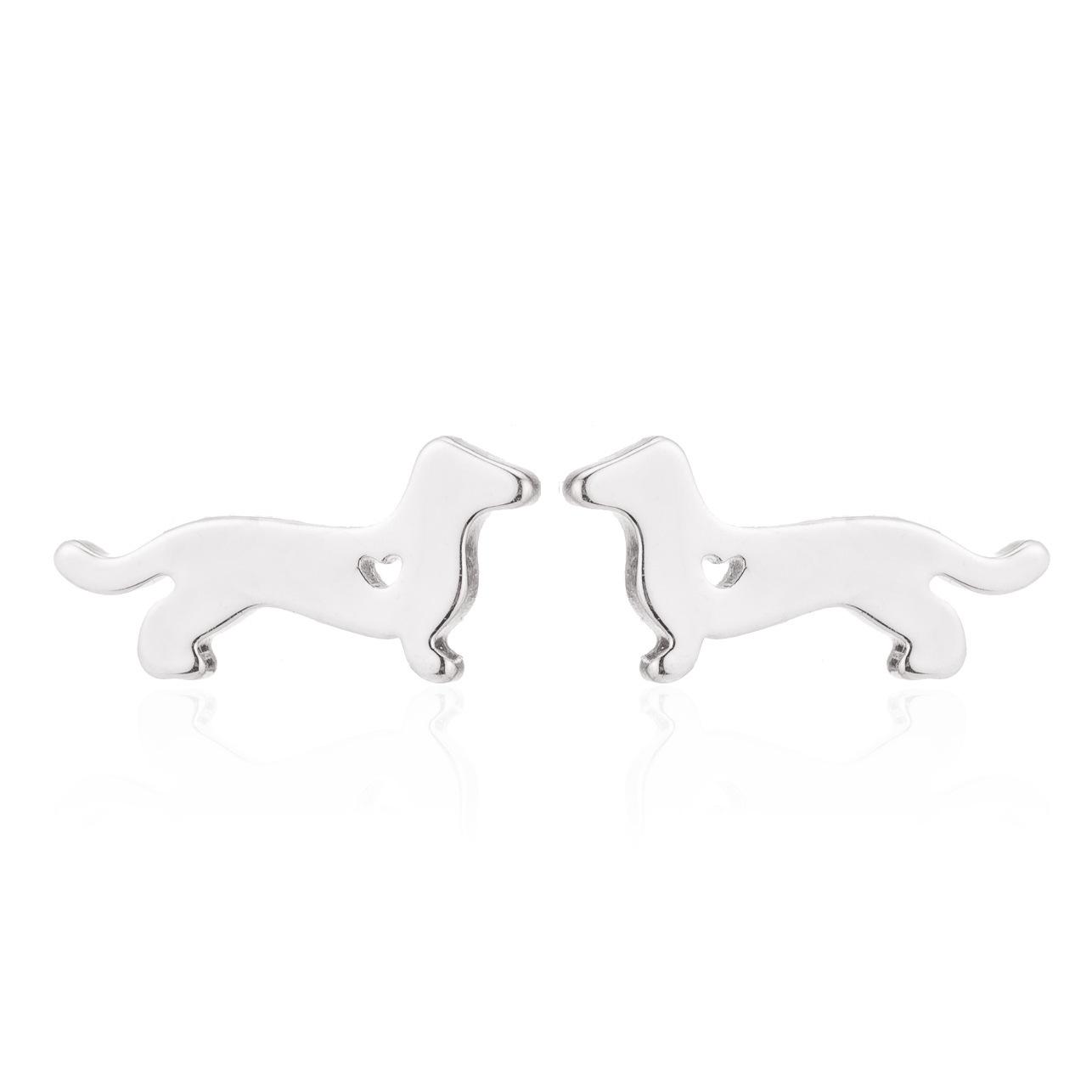 2025 Japan & Korea Stainless Steel Zodiac Dog Earrings - Women s Heart-Shaped Design