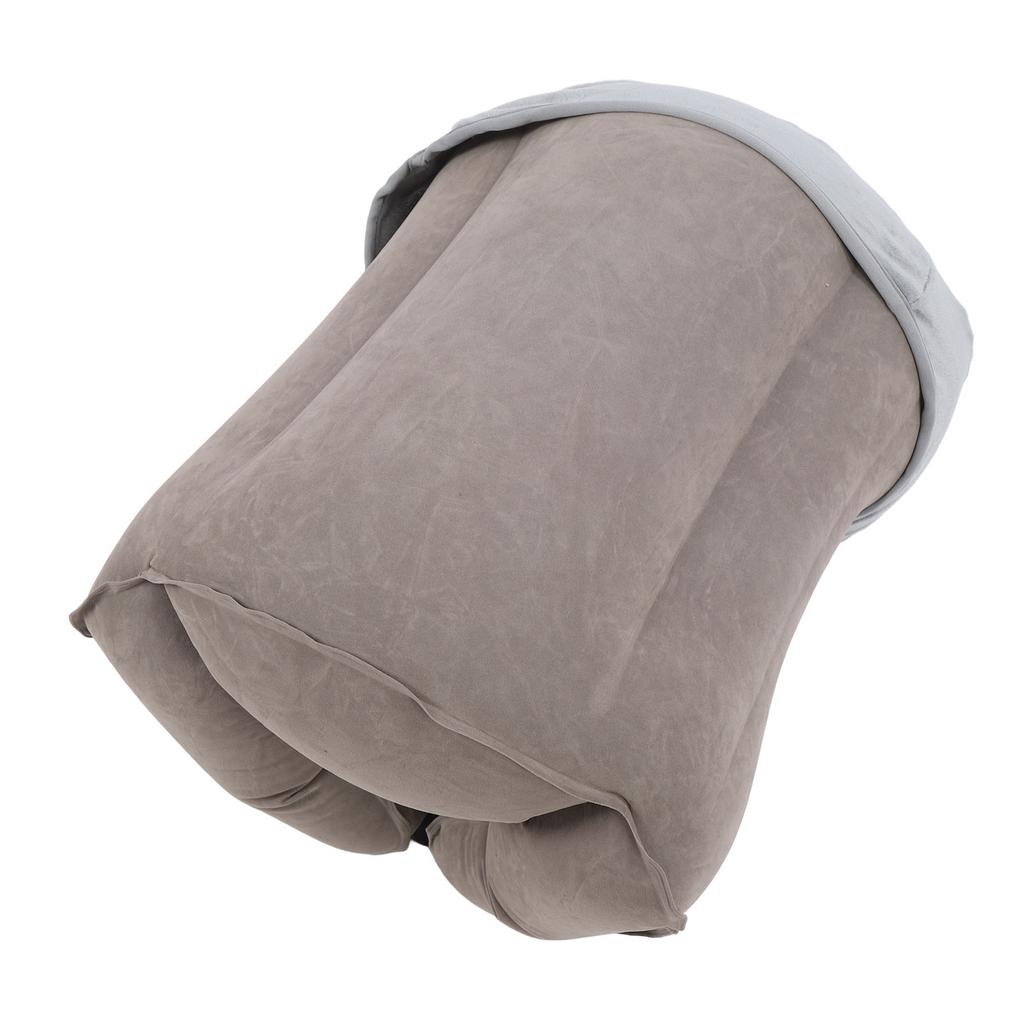 Inflatable Neck Pillow Gray Multifunctional PVC Flocking Inflatable Neck Rest Pillow for Travel