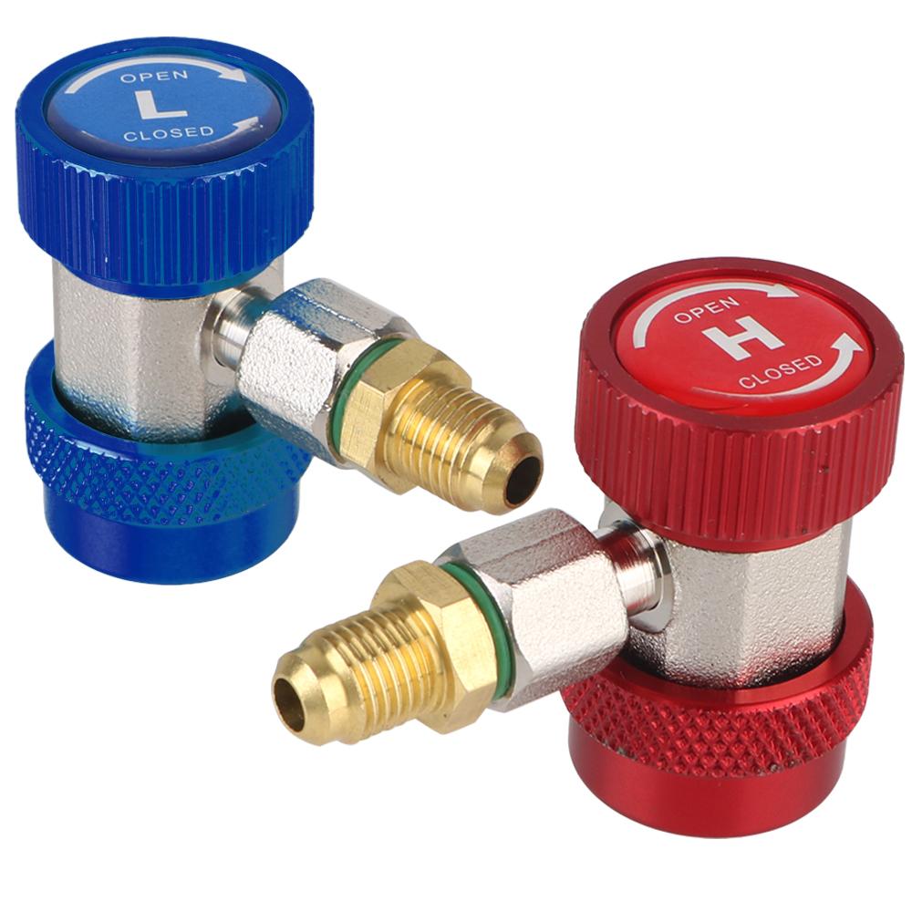 Adjustable Auto Repair Tools 2Pcs R134A High Low Car Air Conditioner Fluoride Converter Quick Coupler Connector Adapter