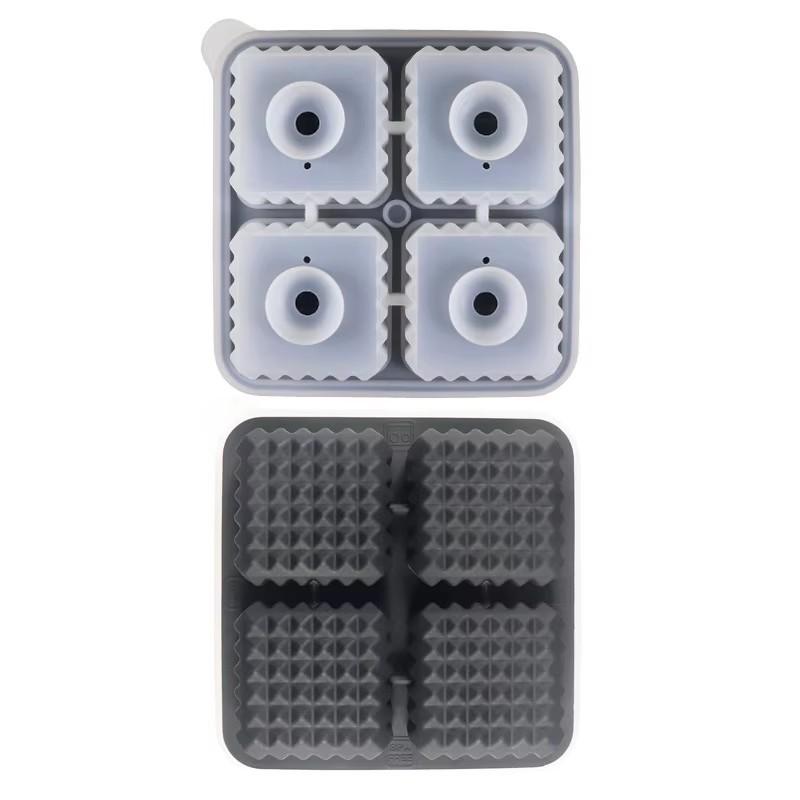 Large Square Silicone Ice Cube Tray with Funnel, 3D Big Ice Mold for Whiskey, Brandy, Cocktail & Bourbon, Men’s Gift Idea