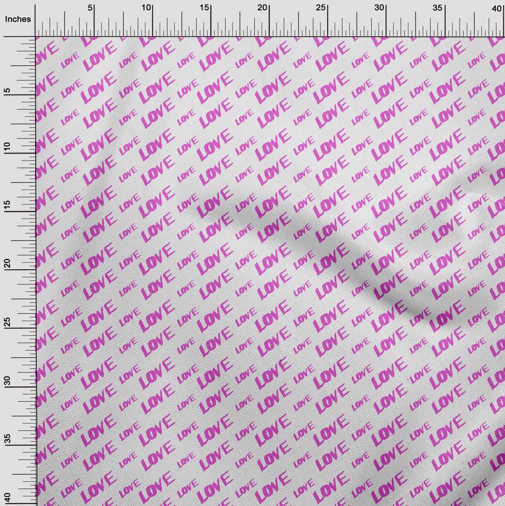 oneOone Cotton Poplin Fuschia Pink Fabric Writing Love Dress Material Fabric Print Fabric By The Yard 42 Inch