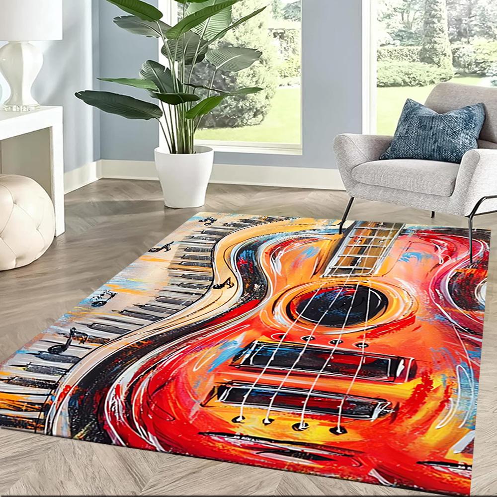 Electric Guitar In Flames Floor Mats for Living Room, Bedroom and Room Decoration Are Suitable for Gifts.