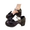 Mary Jane French high heels women's summer new pearl bow thick heel non-slip versatile small leather shoes bridesmaid shoes