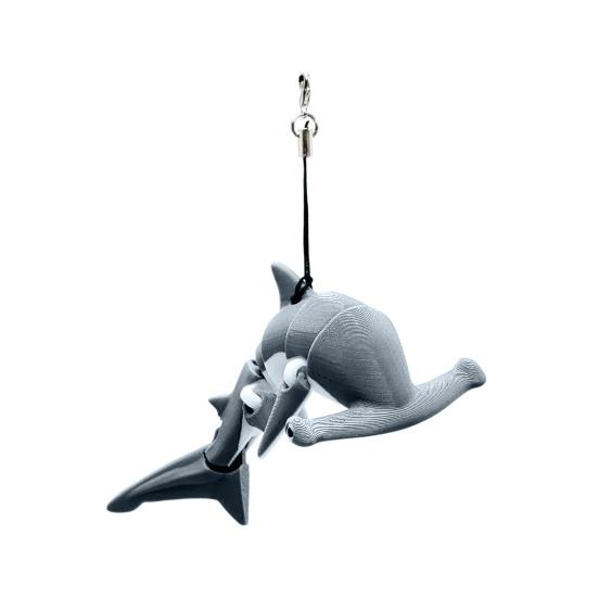 

Брелок в форме акулы с подвижными соединениями, брелок в форме молотка со шнурком, компактный портативный брелок для ключей, сумка, аксессуары B серый