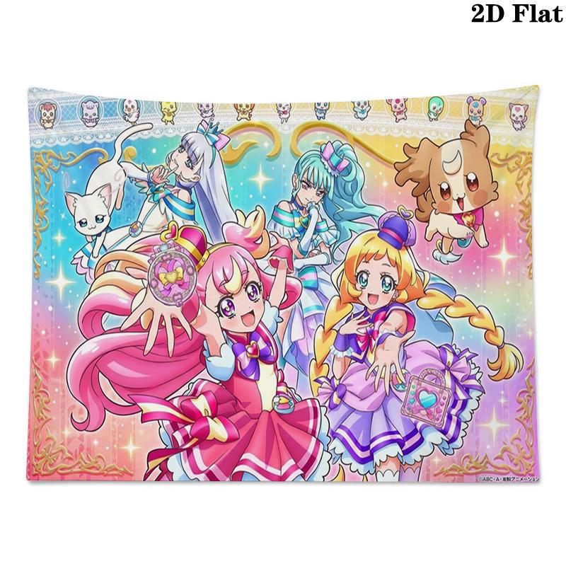 Hidden Key Precure Wall Tapestry Aesthetic Wall Hanging Printed Fabric Blanket Decorative Tapestries for Bedroom Living Room Home Decor