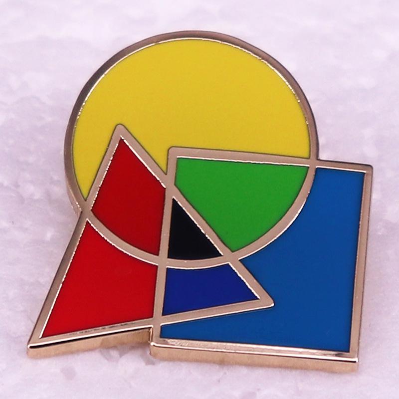 Vibrant Primary Color Geometric Brooch: Red, Yellow & Blue