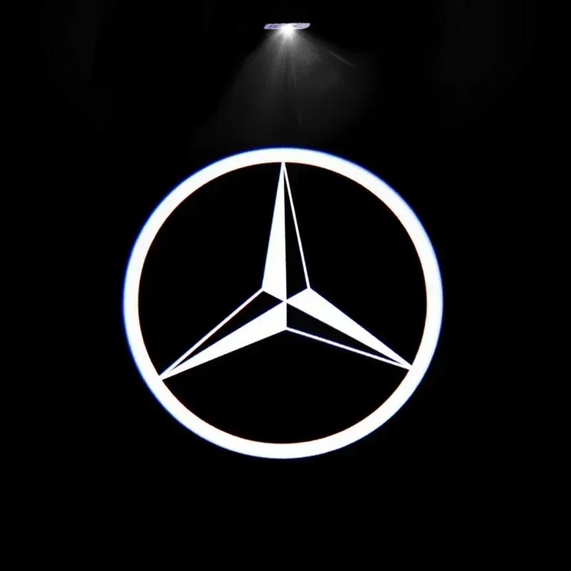 For Mercedes Benz A C E Class GLE GLB GLC W205 W212 2pcs Car Door Welcome Light Led HD Projector Lamp Courtesy Lights FI1