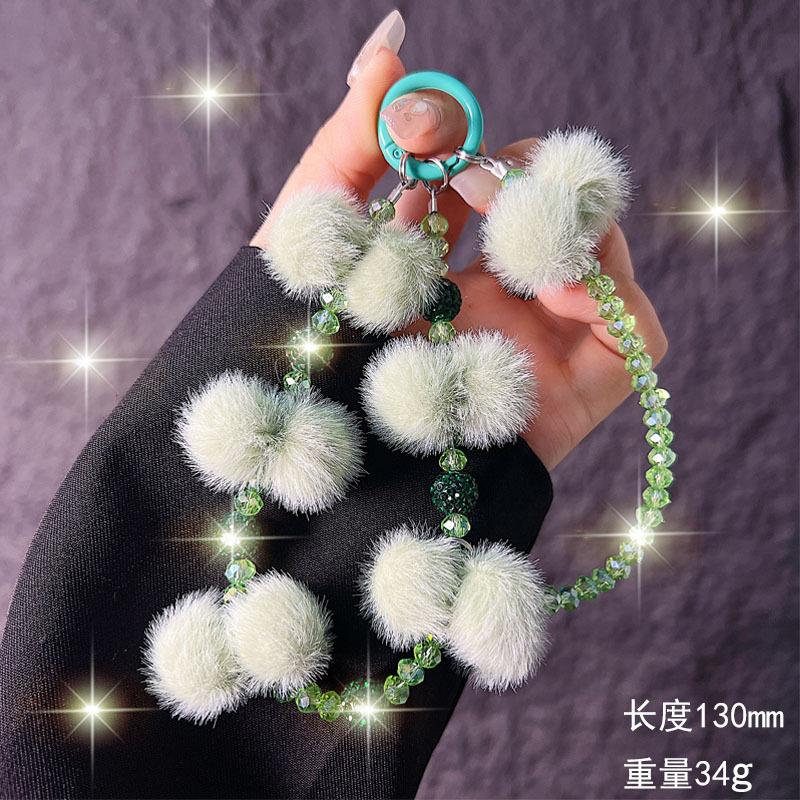 New Furry Crystal Rhinestone Phone Chain for Women, Wrist Hanging Decoration, Autumn and Winter Plush Phone Chain, Short Style Wholesale