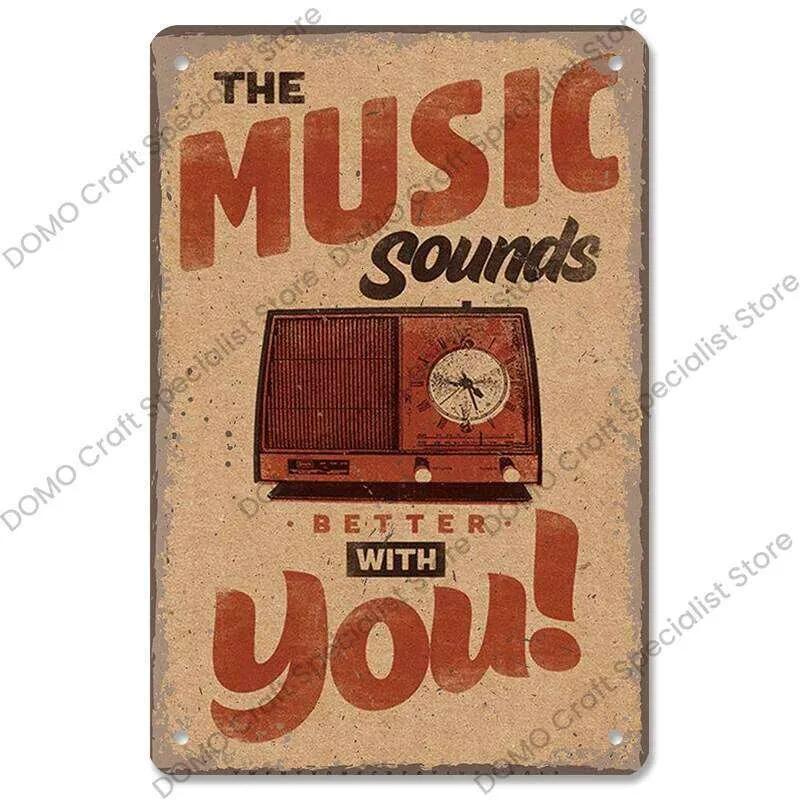 Retro Poster Tin Signs CD Radio Guitar Singer Vintage Metal Plate Wall Decor Music Party Bar Club Living Room 26T0104 26T0104