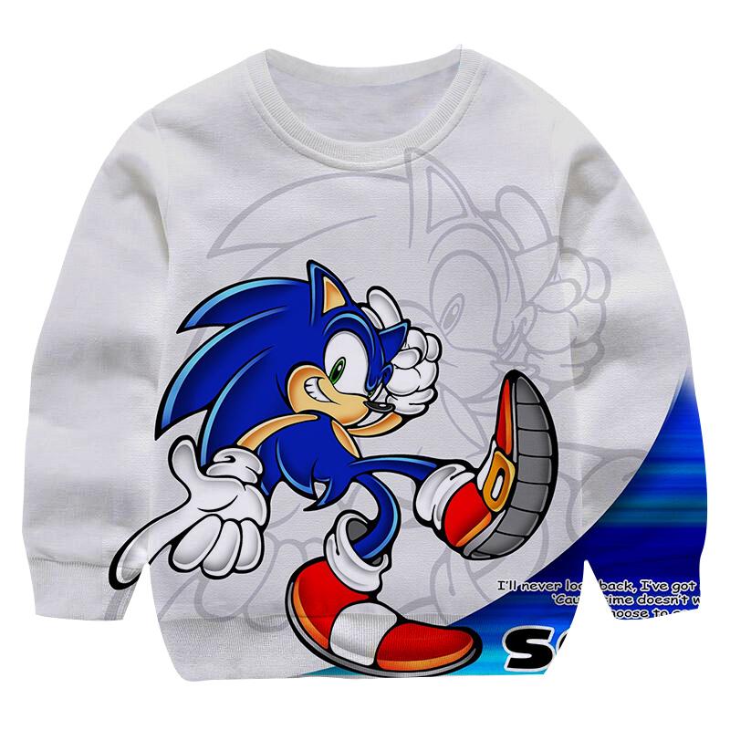 

Осень 2025 Мальчики Sonic 2 Пуловер с круглым вырезом Мультяшная детская толстовка с длинным рукавом Детская одежда Детская мультяшная кофта 2-14 лет 7-8 Years