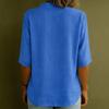 Dames Katoen Linnen Knopen Blouse V-hals 3/4 Mouw Losse Pasvorm Shirt Casual Lichtgewicht Comfortabel Topje voor Dagelijks Gebruik