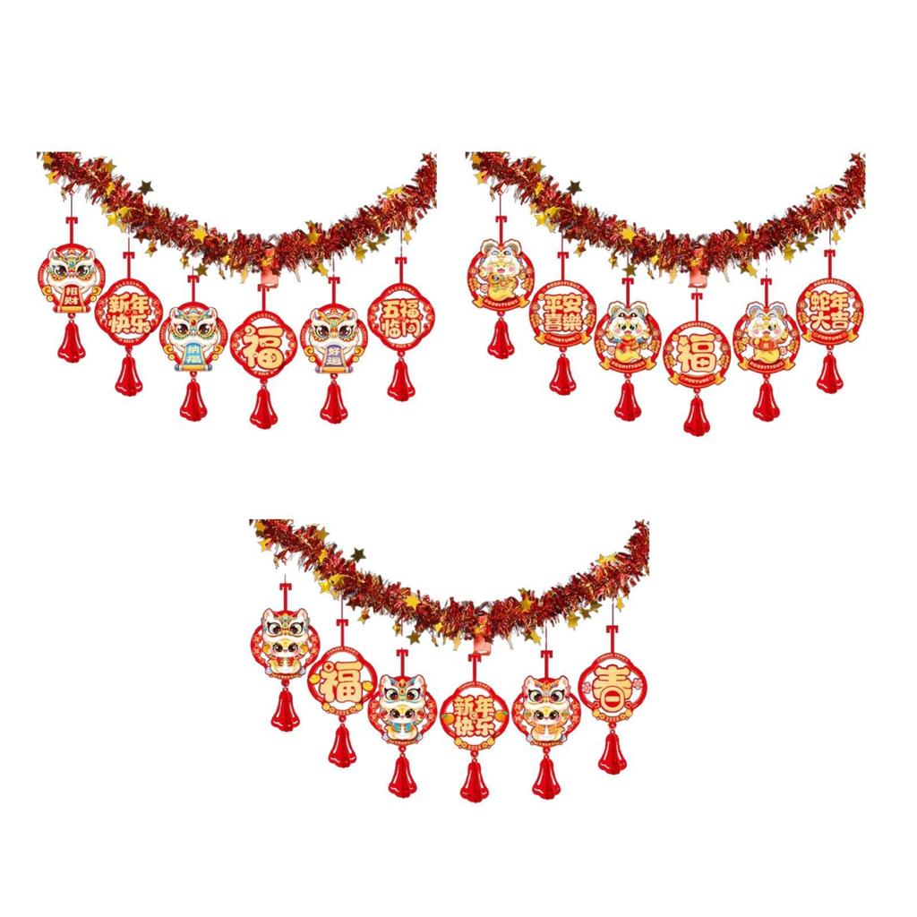 2025 Chinese New Year Banner Lunar New Year Decoration Lightweight Chinese Character Hanging Garland for TV Background Window