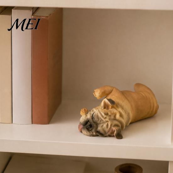 Decorative Dog Statue Simulated Sleeping Model, Realistic Lying French Bulldog Figurine, Mini Handcrafted Figurine PVC Animal Educational Toy