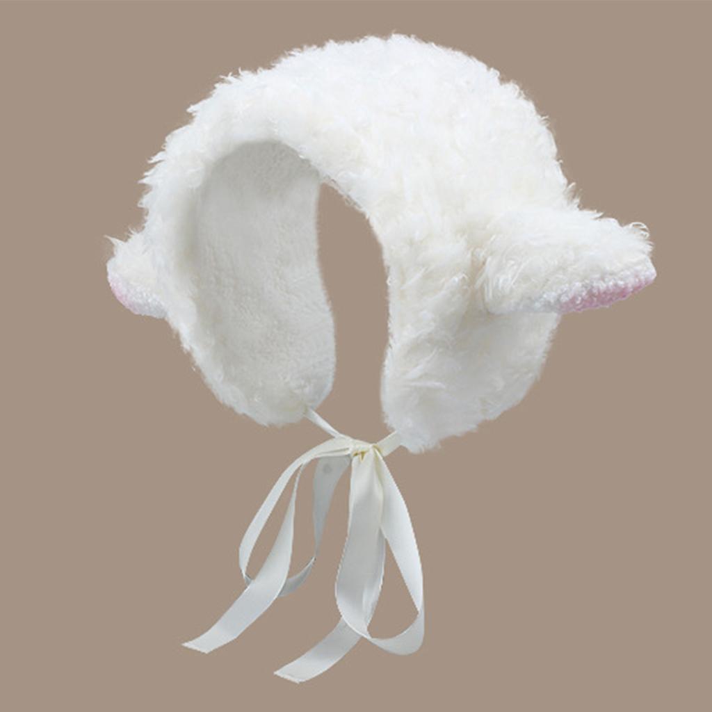 Furry Lamb Ear Sheep Ear Headband with Earflaps Women Influencers Popular Slouchy Warm Ear Protections HairBands