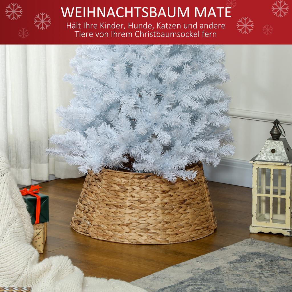 Christmas Tree Stand Cover, Rustic, Woven Pattern, Water Hyacinth, Metal Reinforcement