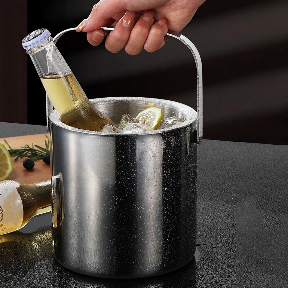 304 Stainless Steel Bar Insulated Ice Bucket 3.0/1.3 L Drink Chilling Barrel  KTV