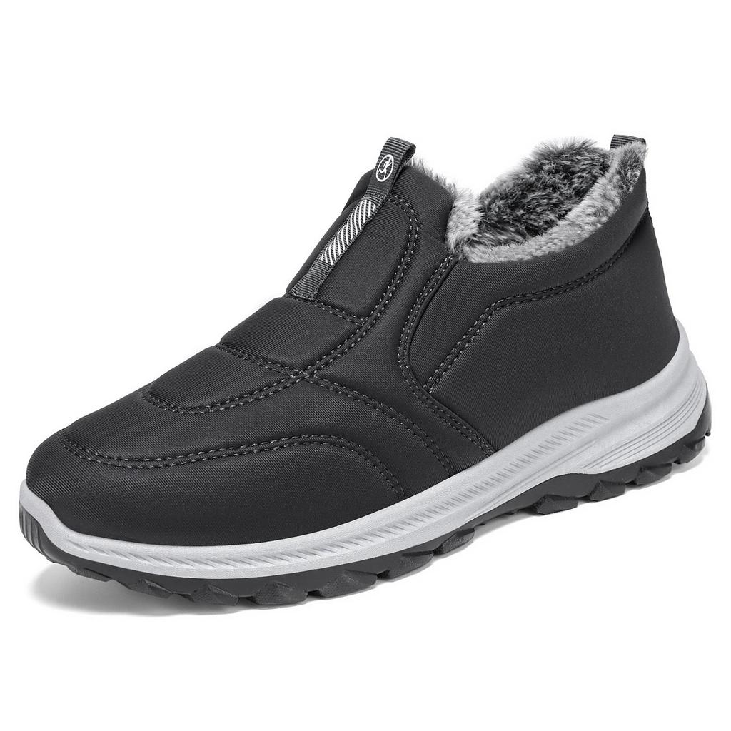 Bottines en coton doublées polaire pour femmes - À enfiler, Épaissies, Grande taille, Style couple, Chaussures d'hiver pour maman âgée