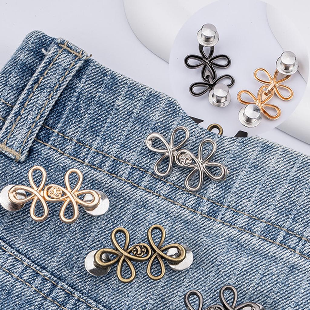 Waist Tightening Clip Clover Waist Cinch Pins for Jeans Snap Button Clothing Accessories Pants Fitness Pin Waist Buckle