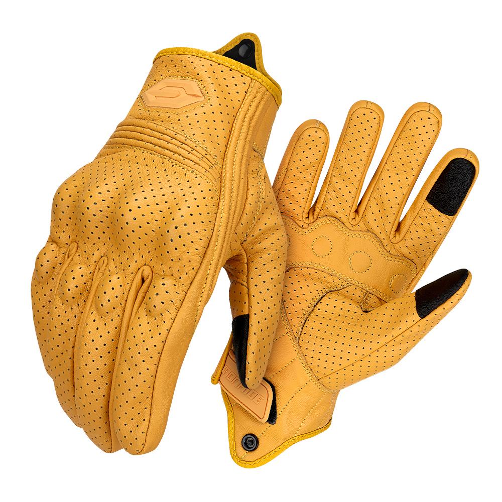 Genuine Leather Breathable Motorcycle Racing Gloves - Anti-Fall, Summer Riding Gear