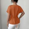 Ladies' Fashionable Casual Short Sleeved Slim Fit Cross Casual Temperament Top