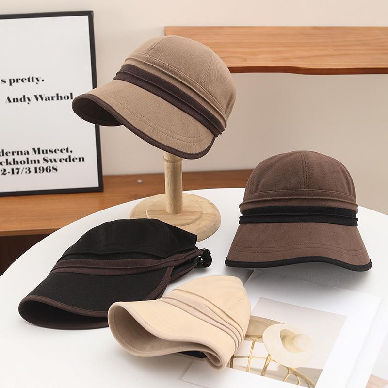Hat women's spring and autumn bucket hat big head circumference big face round face suitable for versatile temperament show face small cap