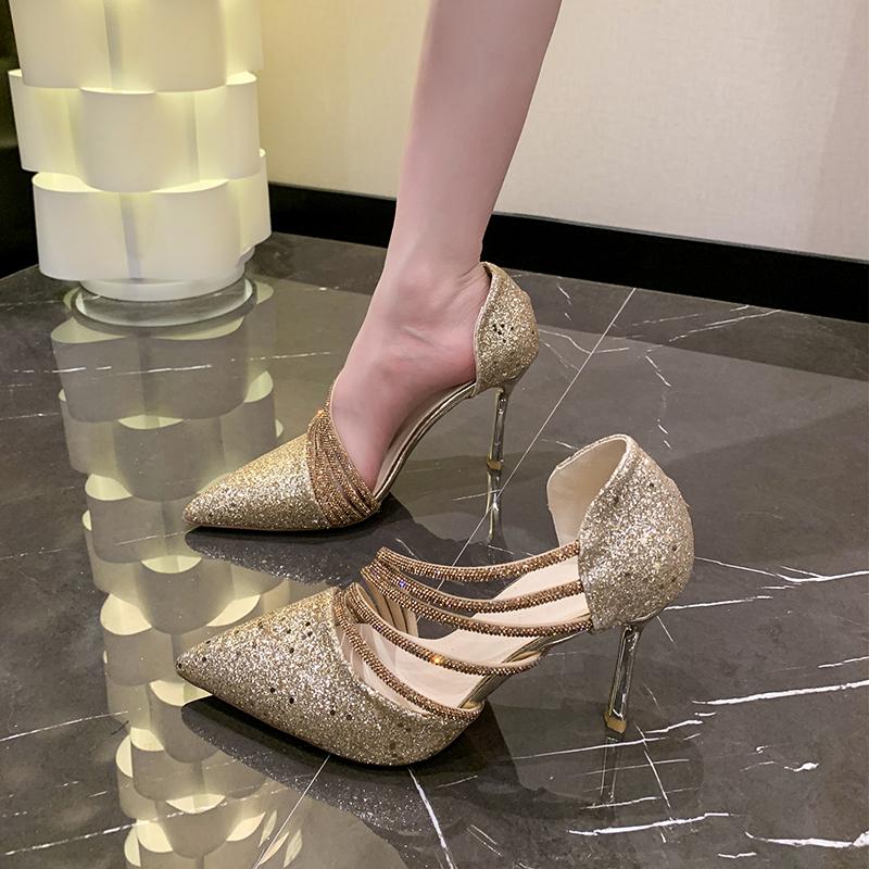 New Women's Summer Sandals High Heel Luxury Shoes Wedding Evening Elegant Sexy Dress Party Designer Stilito Heel Big Size 42 43