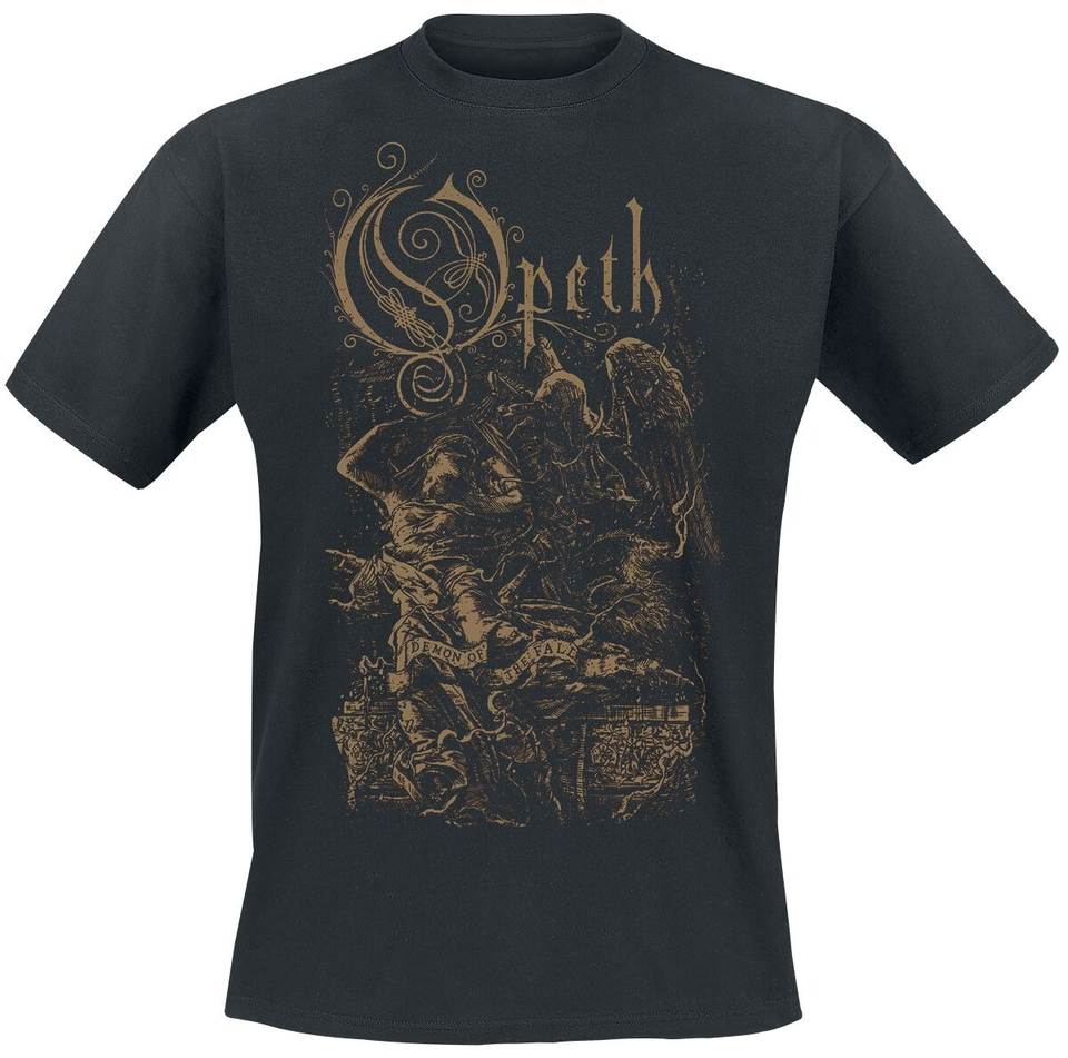 Opeth Demon of The Fall T-shirt Medieval Demon Print Casual Cotton Tee Unisex Gothic Streetwear Black Top