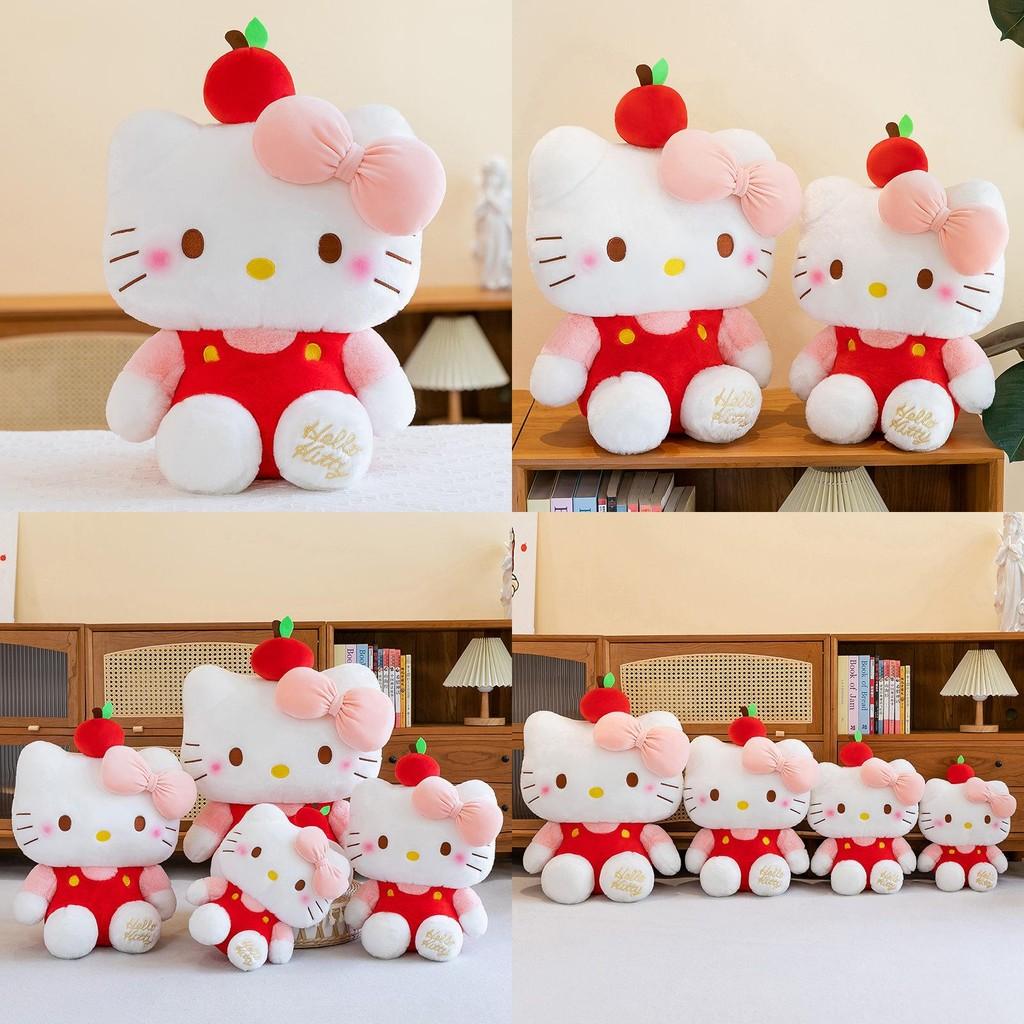 Apple Kt Cat Plush Toy With Short Pile Fur Soft Doll For Girls Sleep Pillow And Gift