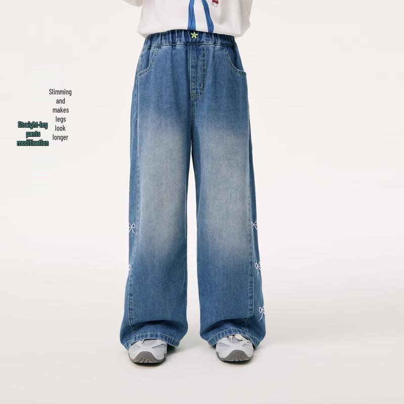 Xiaoyinman Girls' Embroidered Soft Denim Jeans