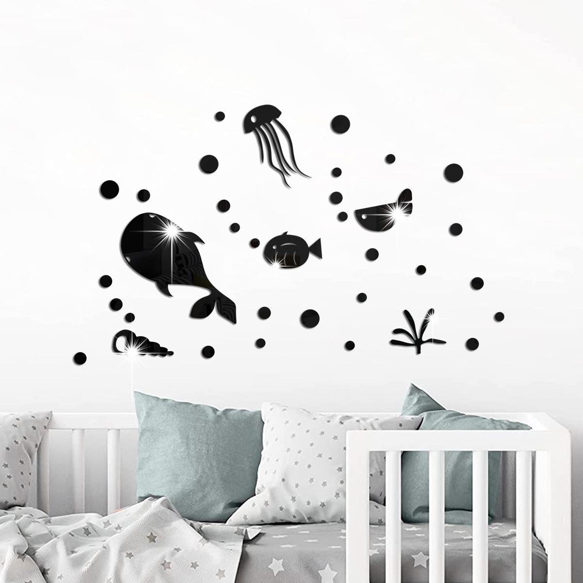 

Home decoration stickers Ocean fish mirror decoration acrylic self-adhesive wall sticker Room bedroom living room decoration