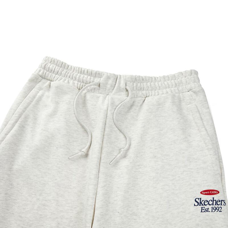 Skechers Colorful Casual Series Letter Logo Print Straight Leg Knit Sports Pants Unisex Pants Light-White Gray L124U027-0248