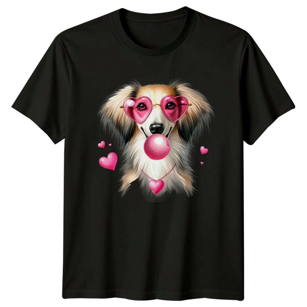 Dog Heart Sunglasses Bubblegum Valentines Day Holidays Unisexs Unisexs Graphic Tee