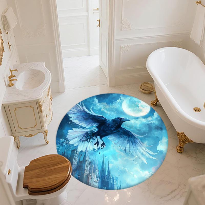 Moonlight Animals  Round Area Rug,Carpet Rug for Living Room Bedroom Sofa Playroom Decor,Non-slip Floor Mat