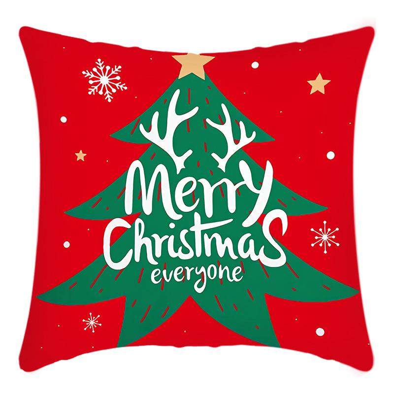 

New Christmas Elk Santa Christmas Tree Egg Print Pillow Home Sofa Cushion Cover 45 * 45Cm pillowcase