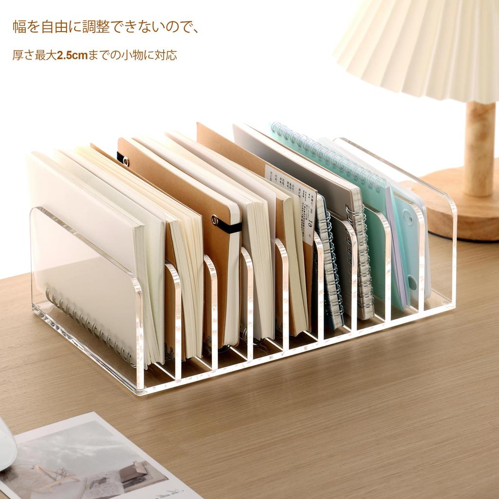 SANRUI Acrylic Book Stand, 9 Compartments, Multi-Purpose Storage Box for Office, Cosmetics, and Digital Items, Simple Design for Office Desk Storage