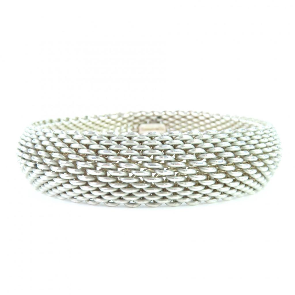 Excellent TIFFANY&Co. bracelet Somerset mesh Bangle Silver 925 Women Used