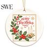 Xmas Tree Hanging Ornaments Ceramic Christmas Ornament, 2D Double Sided Cowboy/Nutcracker/Holy Berry Living Room Wall Decor Ornament for Holiday Tree,