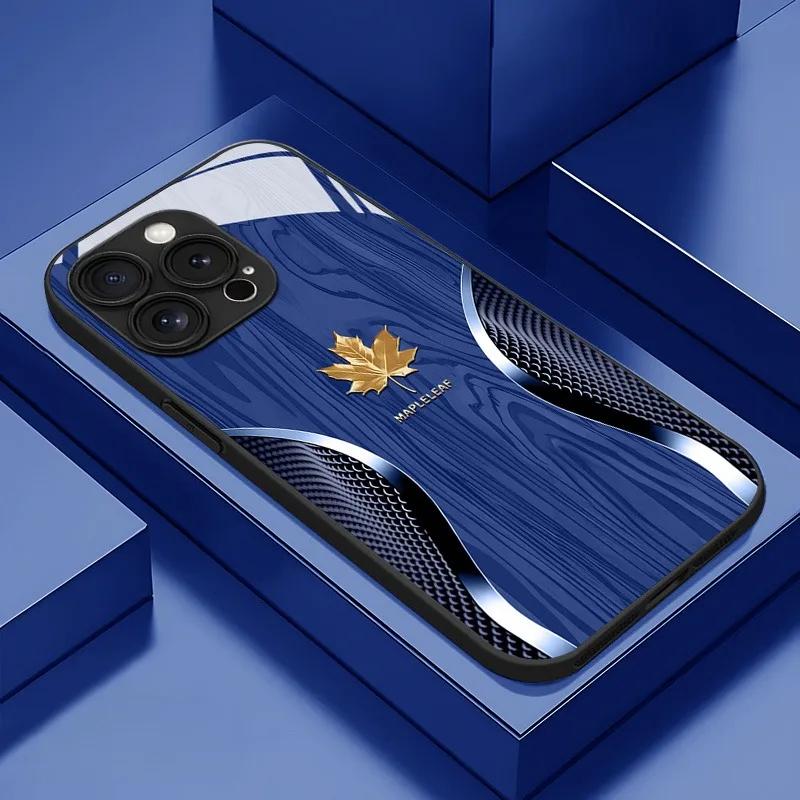 HOT Luxury Maple Leaf Wood Grain Curve Glass Phone Case for Samsung A07 A26 A36 A56 A16 A06 A55 A15 A04 A34 A54 A24 A05 4G 5G