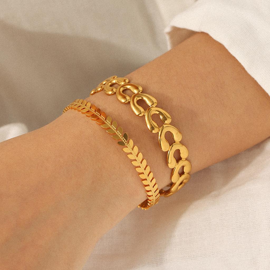 18k Gold Jewelry Stainless Steel Open Bangle Light Luxury Hand Jewelry Versatile Non-fading Titanium Steel Accessories