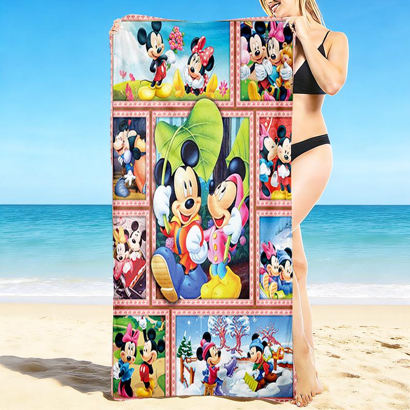 1Pc Mickey Minnie'S Winter Adventure Beach Towel, Quick Dry, Multi-Use for Beach Pool Gym Yoga Home Travel, Christmas, Halloween, Xmas Gift S929393