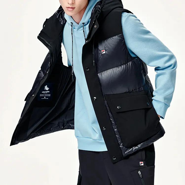 FILA Down Vests Men's Jet Black Hooded (Non-detachable) Moderate Other (Unisex) Down Vests F11M148906F BK