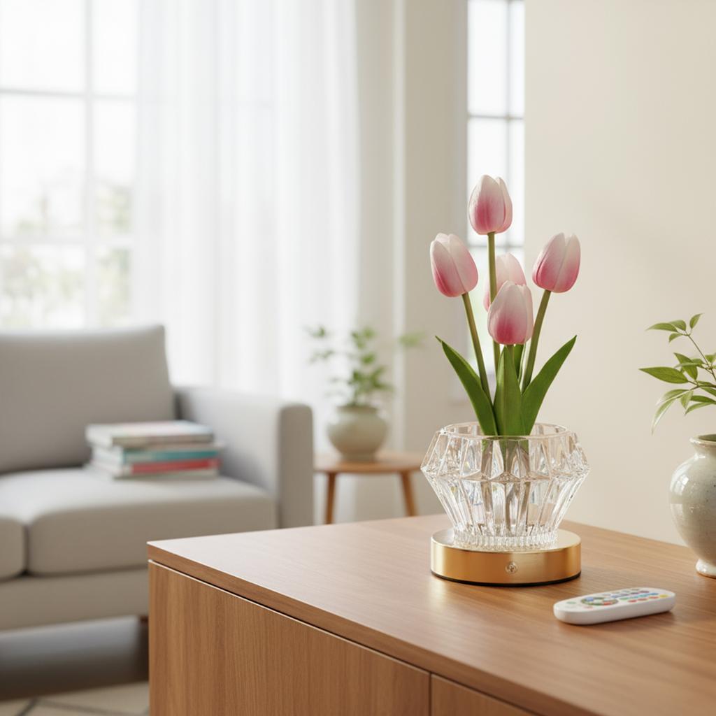Tulpen Nachttischlampe Wiederaufladbar Blume Nachttisch Touch Lampe Umgebungslicht Geburtstagsgeschenke für Frauen Muttertagsgeschenke