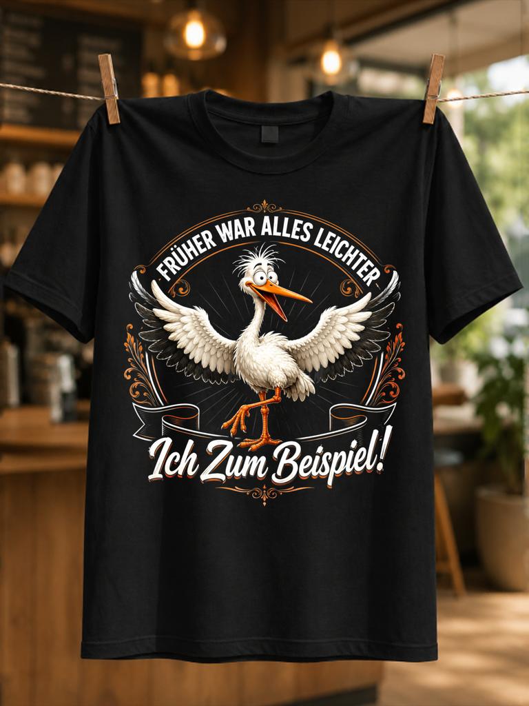 Gerunisex Everything Was Lighter Ornate Stork With Decorative Vintage Frame Classic I Was Lighter Too Unisex All TShirt