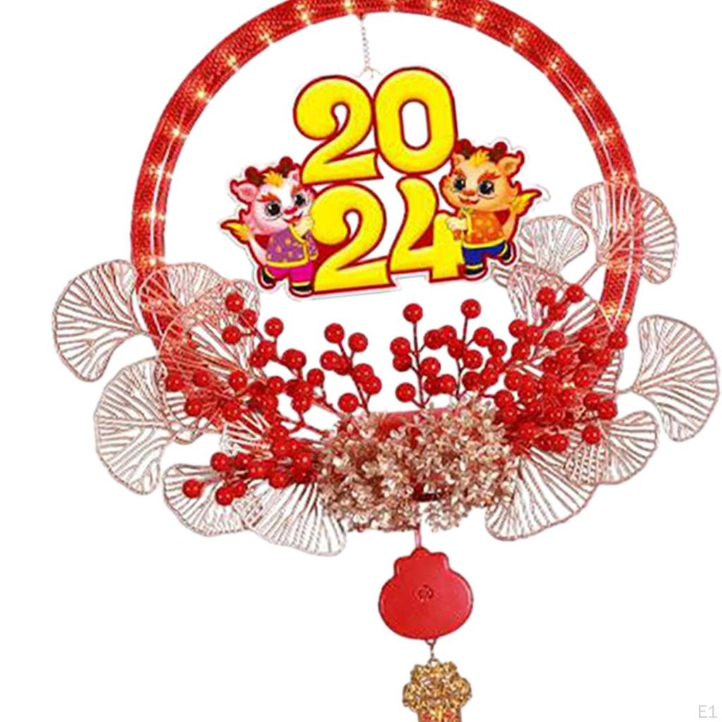 Chinesisches Neujahrs-Hängeornament mit Lampe 100x40cm Traditionelle Rote Quaste Dekorativer Kranz