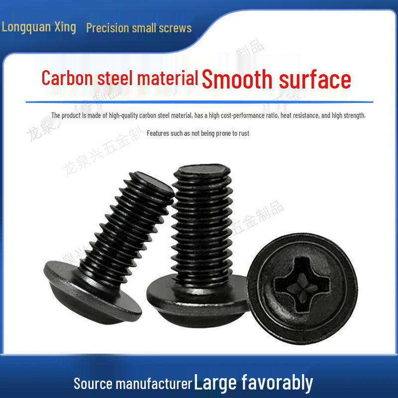 Iron Black Cross Recessed Pad Pan Head Machine Screws M1.4-M4