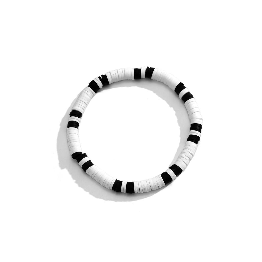 Bohemian Style Versatile Black and White Patchwork Soft Clay Bracelet Simple Geometric Men's Bracelet