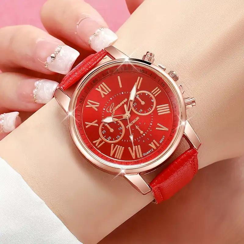 Drainage Women'S Belt Watch Geneva Quartz Strap Fashion Women'S Watch Roman Scale Hand